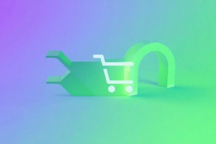 Un portal y un carrito de la compra como representación de la venta por Internet y el comercio online.
